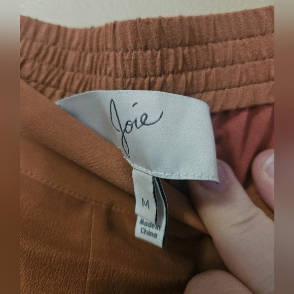 Joie High Rise Wide Leg Pants Women's Size M Apricote Vintage Wash 100% Silk - Picture 4 of 7